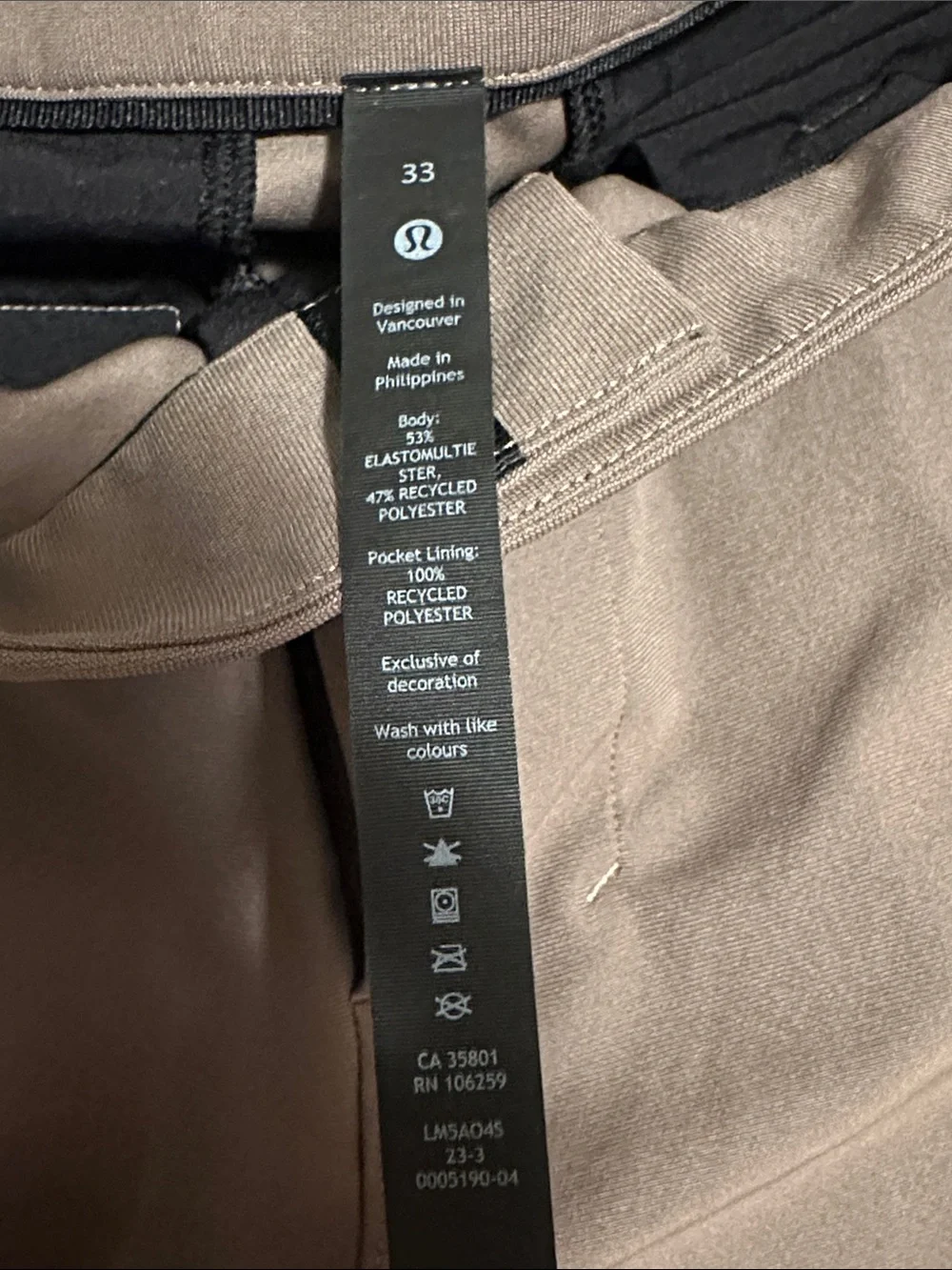 lululemon athletica Men's Chino Pants in Taupe Brown